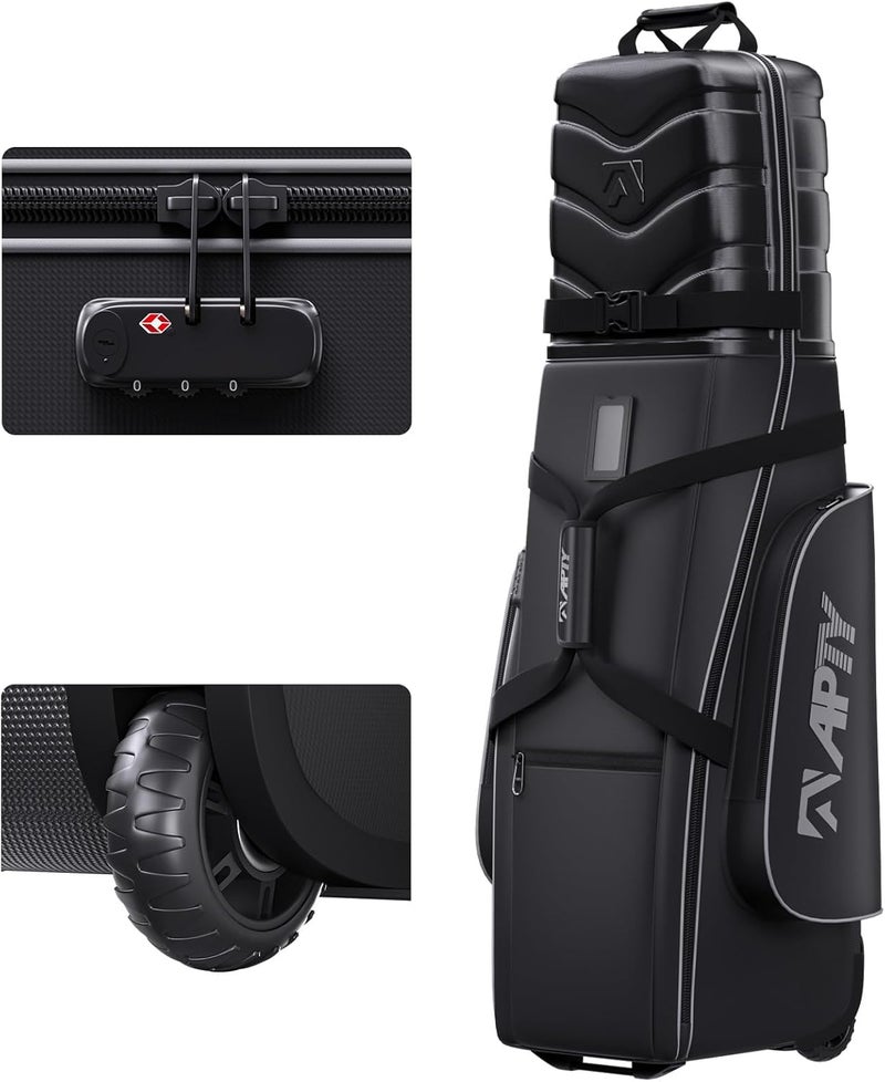 APTY Hard Case Top Golf Club Travel Bag with Wheels, Padded Golf Luggage Case Cover for Airline - with Integrated Combo Lock, 1680D Wear-Resistant Oxford - Image 1